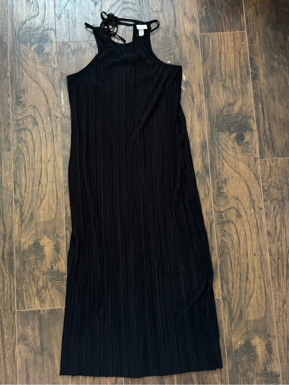 A New Day Small Black Sleeveless Plisse Halter Dress